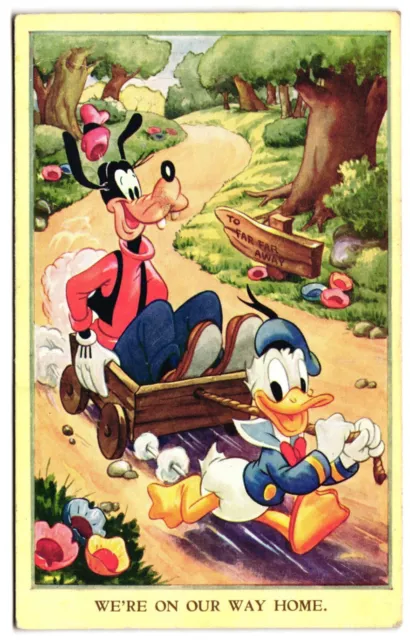 Donald Duck Goofy Postcard - Mickey Mouse Series 1738 Walt Disney