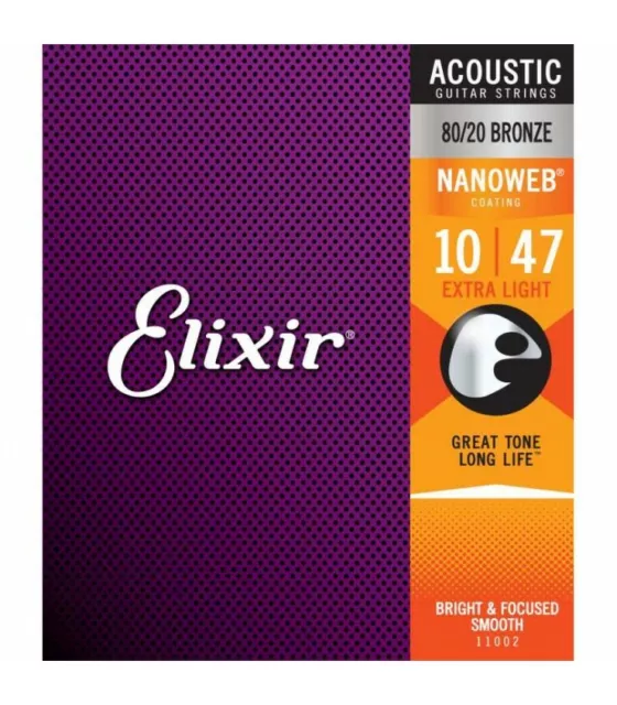 Elixir 11002 Nanoweb Muta Corde Per Chitarra Acustica 010/047
