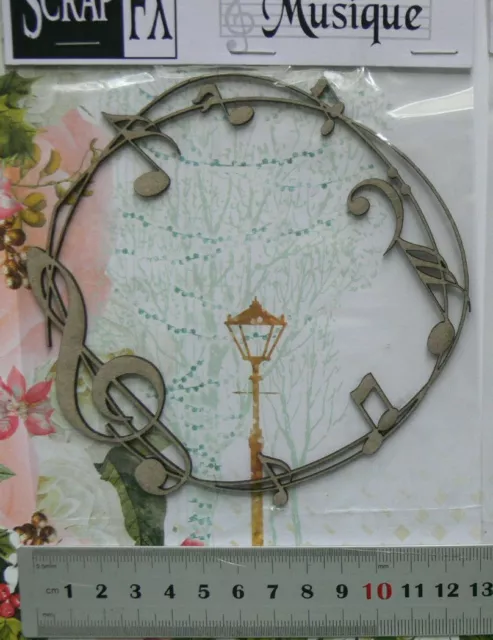 CHIPBOARD Die Cuts - MUSIC Frame 11-12cm Across Embellishments - Scrap FX LR