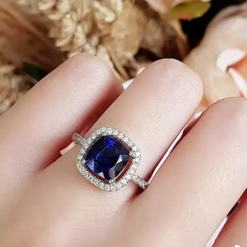 Cushion Cut 2 carat 8*8 Square Cushion Cut Royal Blue Sapphire,  Birthstone Gift