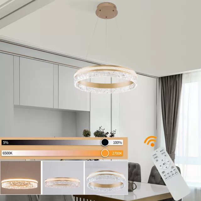 Modern Round LED Ring Pendant Light Chandelier Ceiling Light Fixture Lamp Gold