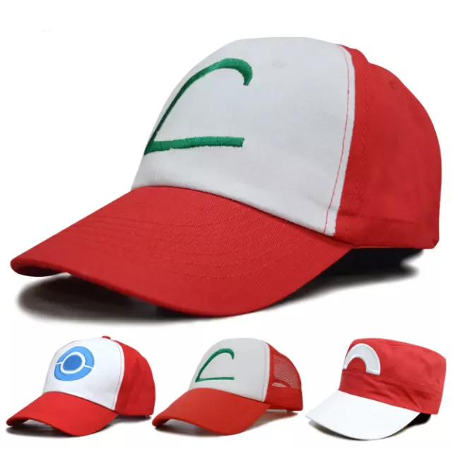 Ash Ketchum Satoshi Cosplay Prop S5 Red&white Baseball Cap Hat Trainer's Hat