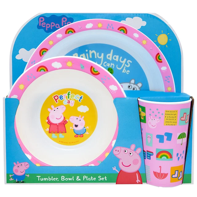 Juego de vajilla de 3 piezas Peppa Pig Perfect Day juego de cena para niños plato tazón