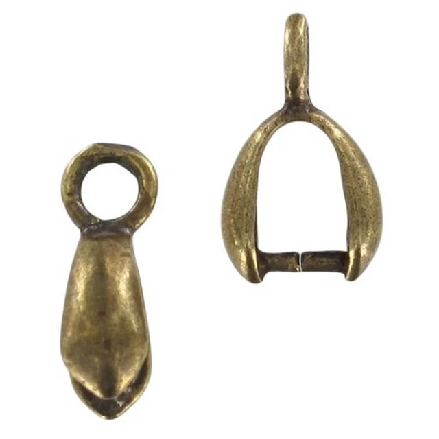 5 Bélières Attache Pendentif Métal Argenté 9x25mm - Création Bijoux DIY - Sans Nickel
