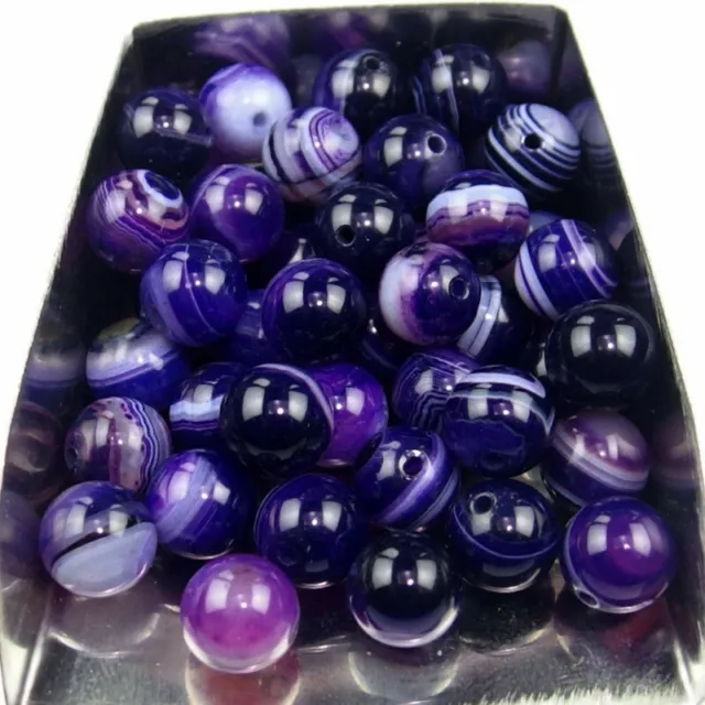 Wholesale 45pcs Lot Natural Purple Agate Stone Round Spacer Loose Beads 8mm DIY