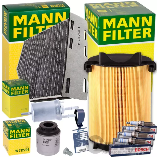 MANN FILTERSET+BOSCH ZÜNDKERZEN für 1.2+1.4 TSI TFSI AUDI A3 8P VW GOLF 6 TOURAN