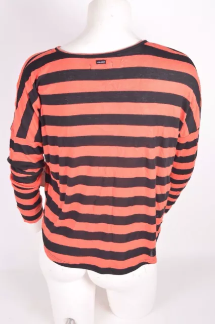 NWT WOMENS VOLCOM DON'T TELL L/S TEE $35 S black red striped henley shirt 3