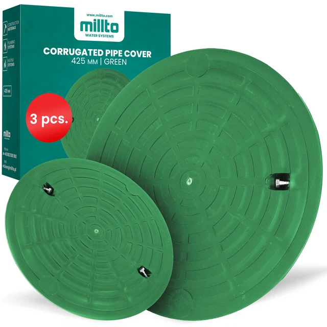 3x Millto™ Schachtabdeckung Kanaldeckel Kontrollschacht Abdeckung 425mm Wellrohr