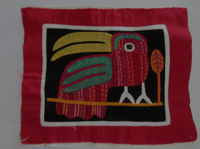 Kuna Indian Hand Sewn  Mola Art San Blas -8 1/4" X  7" - Nice Bird