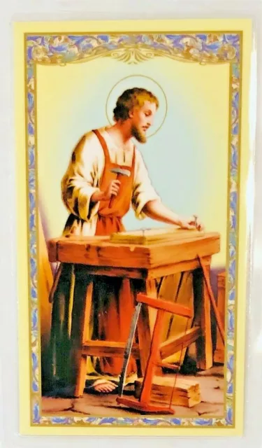 Saint St. Joseph the Worker Laminated Holy Card with prayer to St. Joseph