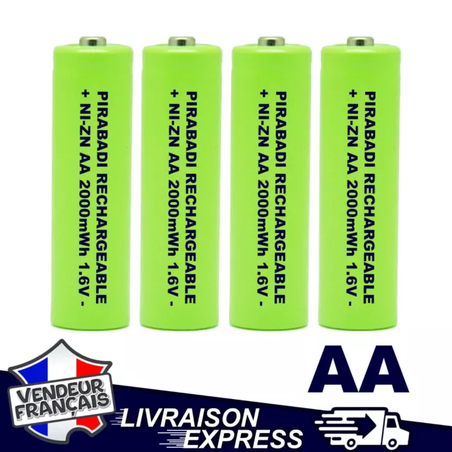 4 PILES ACCUS AA LR06 RECHARGEABLE 1.6V NI-ZN 2000mWh REMPLACE 1.2V (1579)