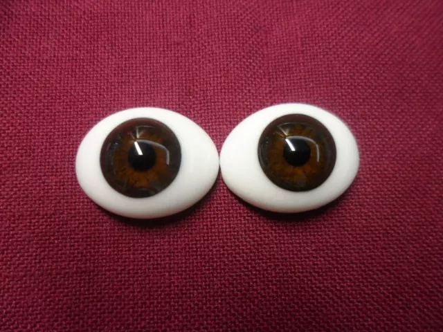 18 MM CC10 Brown Oval Glass Pabol  Doll Eyes Fast shipping