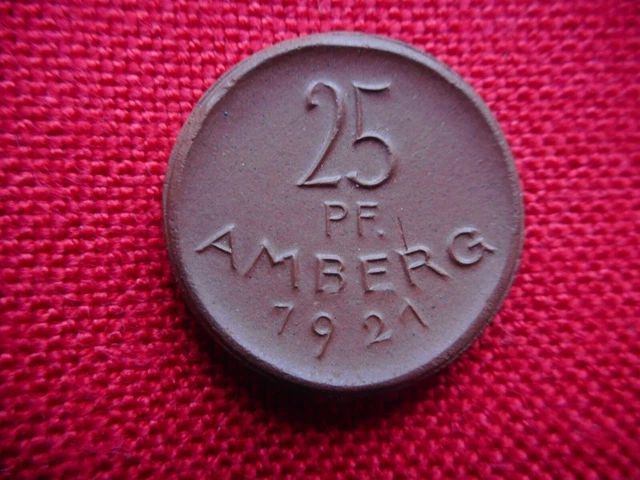 Porzellannotgeld Amberg 25 Pfennig 1921       (44)