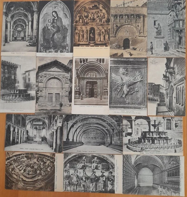 16 ANTICHE CARTOLINE DI PERUGIA DIVERSE A BASSISSIMO COSTO - formato piccolo