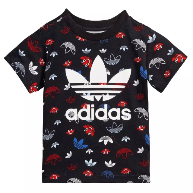 cooles Adidas Originals Trefoil Tee Jungen Baby Kinder Sommer Shirt Schwarz Bunt