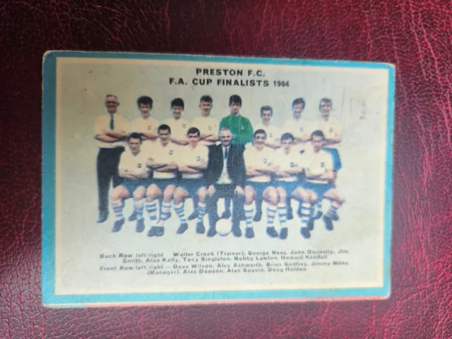 A&BC GUM  1964 FOOTBALL QUIZ CHECKLIST trade card #103 PRESTON NORTH END PNE