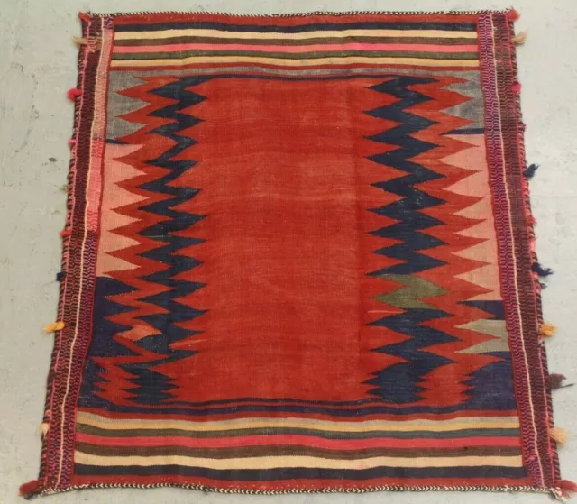 Old Handmade Traditional Wool Parsian Sofreh Killim Rug 120cm x 110cm