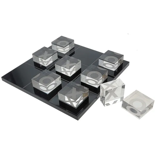 NEW! OnDisplay Deluxe Acrylic Tic Tac Toe Set - 3D Luxe Crystal Board Game