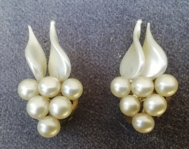 Clips D'oreilles Strass Blancs Vintage - Années 50/60 - Alliage Et Verre - Occasion à Vérifier
