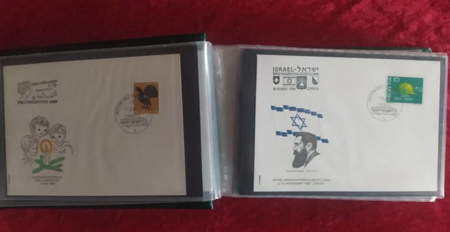 70 saubere Ersttagsbriefe Schweiz Helvetia 1966 bis 1968 gestempelt Ordner
