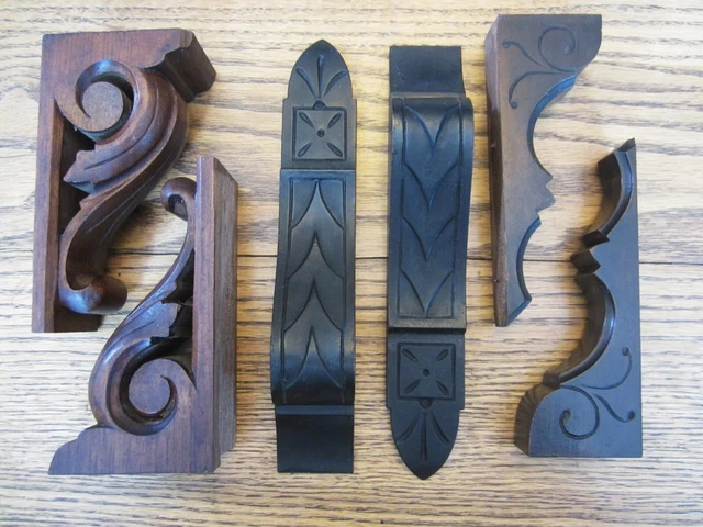 3 Pair Carved Walnut? Eastlake Cabinet Corbels Wall Shelf Bracket Victorian Part