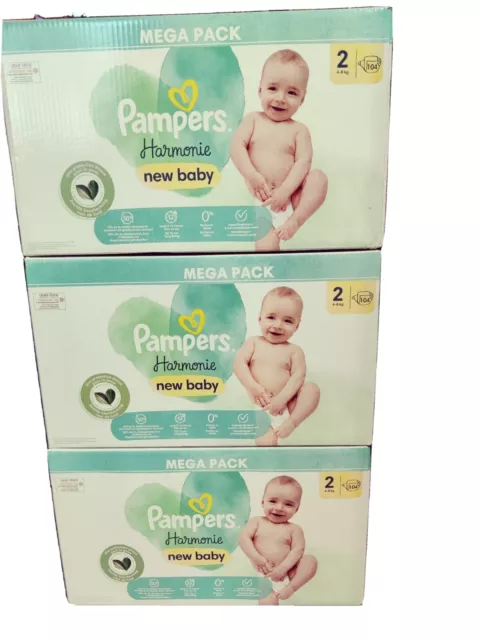 312 Couches Pampers Harmonie Taille 2 (04-08 Kg)