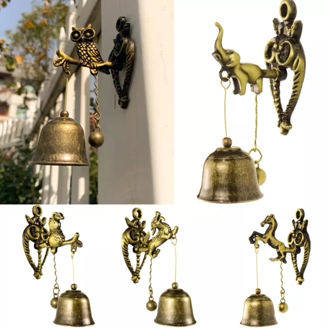 Vintage Metal Doorbell Horse Owl Elephant Home Garden Wind Chimes Hanging Decor