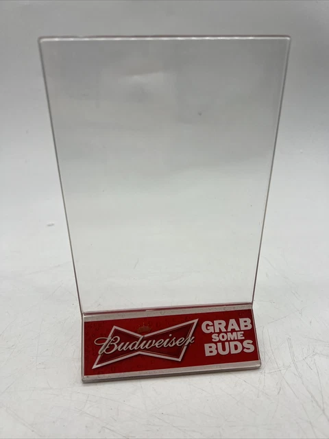 BUDWEISER Beer Table Tent Bar Menu Advertisement Holder 7.5" Tall Man Cave Decor