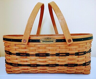 1999 Longaberger Traditions Collection Generosity 2 Handle Basket & Protector