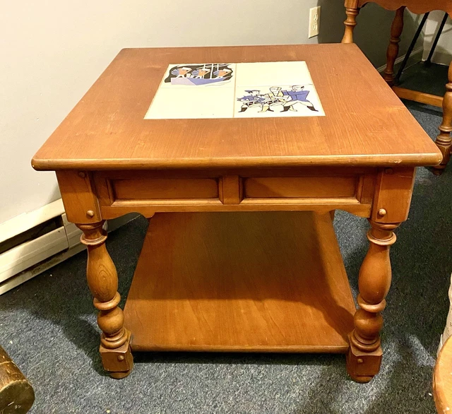 RARE Vintage Mid Century Modern LANE Table with American Revolution Theme Tiles