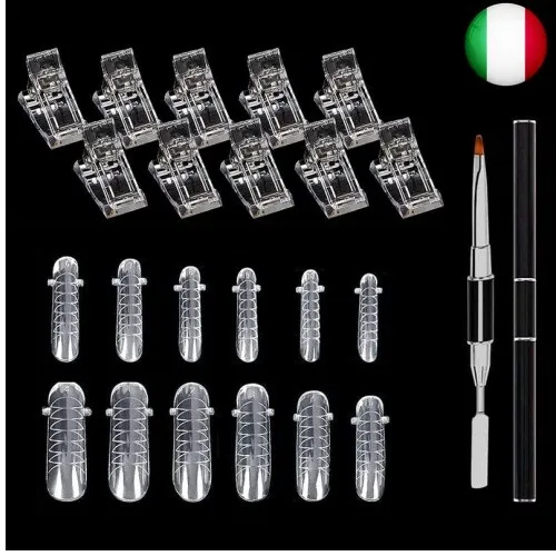 Set di Strumenti per l'estensione Unghie,120 Pezzi Unghie Finte,10pcs Clip