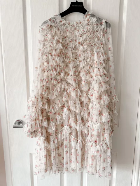 NEEDLE AND THREAD Bijou Rose Long Sleeve Ruffle Frilly Dress Modest NWT UK 16 XL