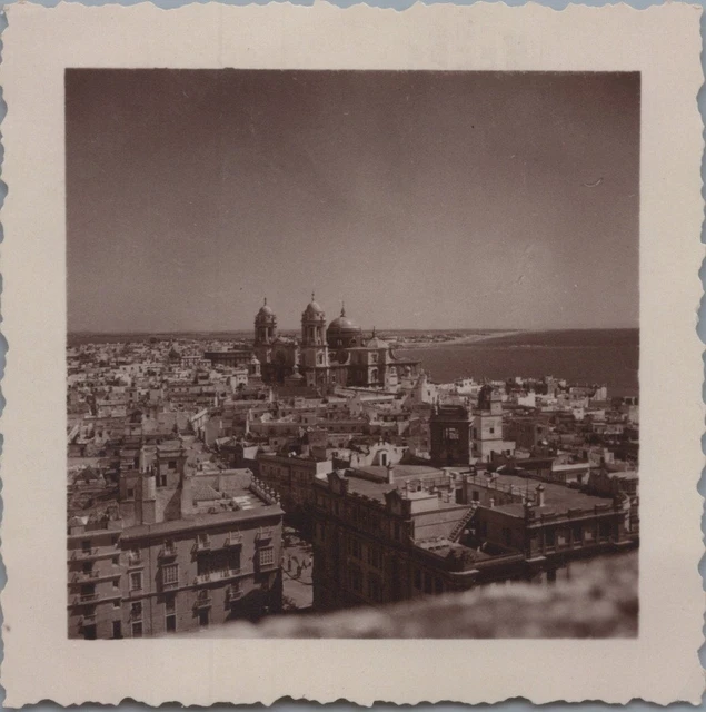 PHOTO CARTE POSTALE STÉRÉO : ESPAGNE, CADIX, VUE GÉNÉRALE, PANORAMA