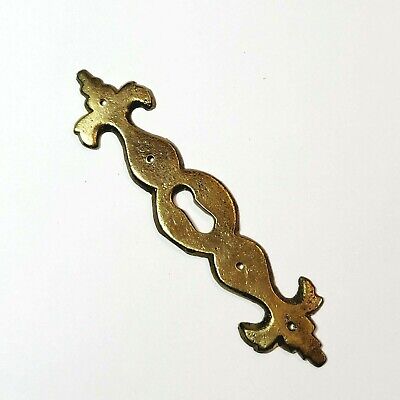 Vintage Ornate Brass Skeleton Key hole Escutcheon Salvage Hardware 4 5/8"
