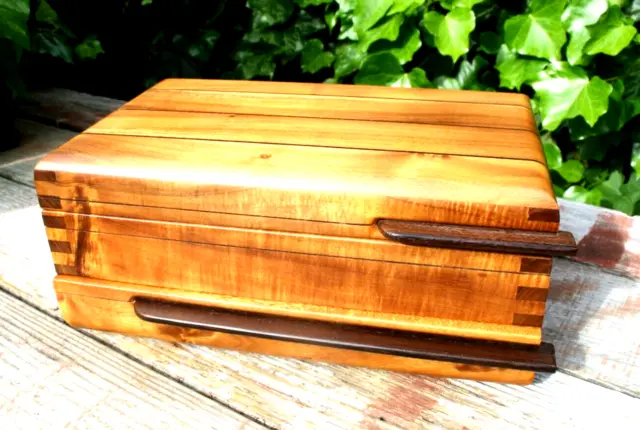 Fabulous Handmade Wooden Box With Drawer Handcrafted Art Deco Design