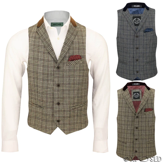 StyleF,S UK Herren Weste Fischgrät Weste Vintage Formell Kerb Revers Retro Vest~p154826894