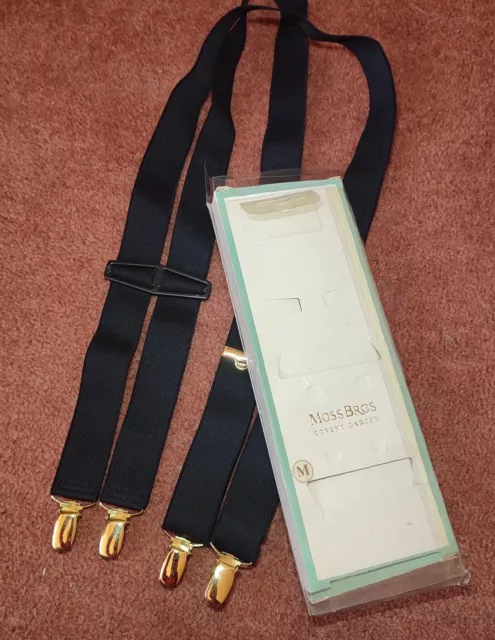 Pair Moss Bros Mens Black Braces Medium Brothers Suspenders Tuxedo Dinner Suit