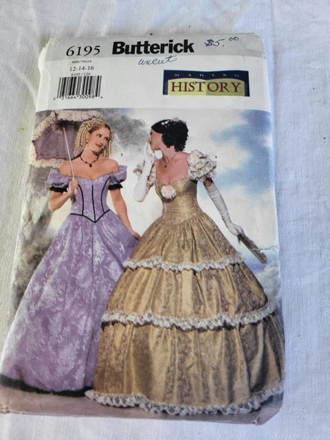 Woman's Victorian Ballgown Dress Pattern Butterick Costume Civil War  1860s New