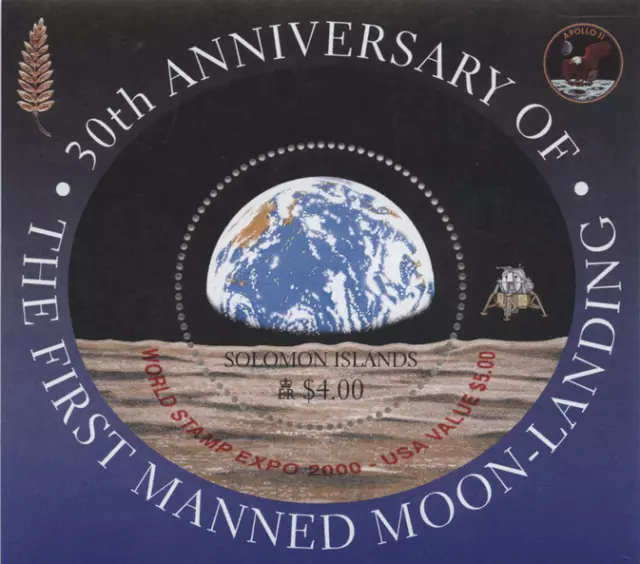 Isole Salomone 1999 ""30 J. Moonlandung"" sovrastampa, numero di Michel blocco 56 I Joint Issue **