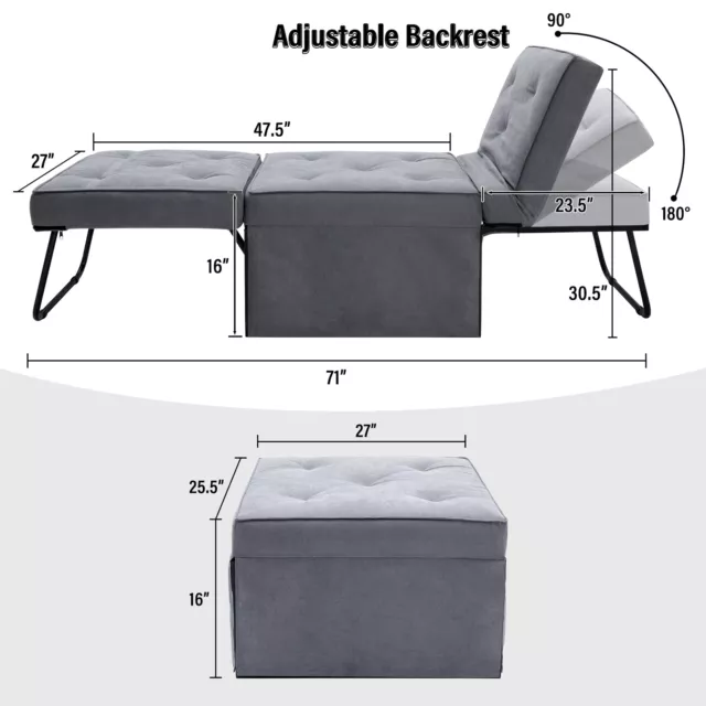 TC-HOMENY 4-in-1 Convertible Sofa Bed Lounger Recliner Multi-Function Sofa Couch