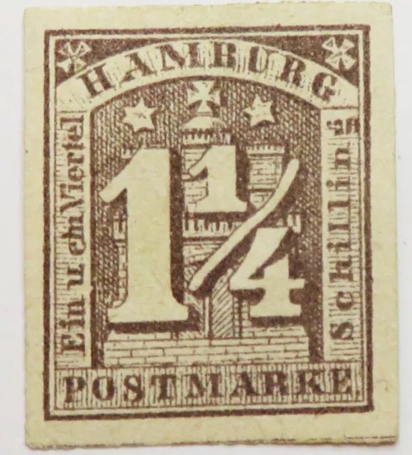 Briefmarke - Hamburg 1   1/4 Schilling - 1864 - Geschnitten