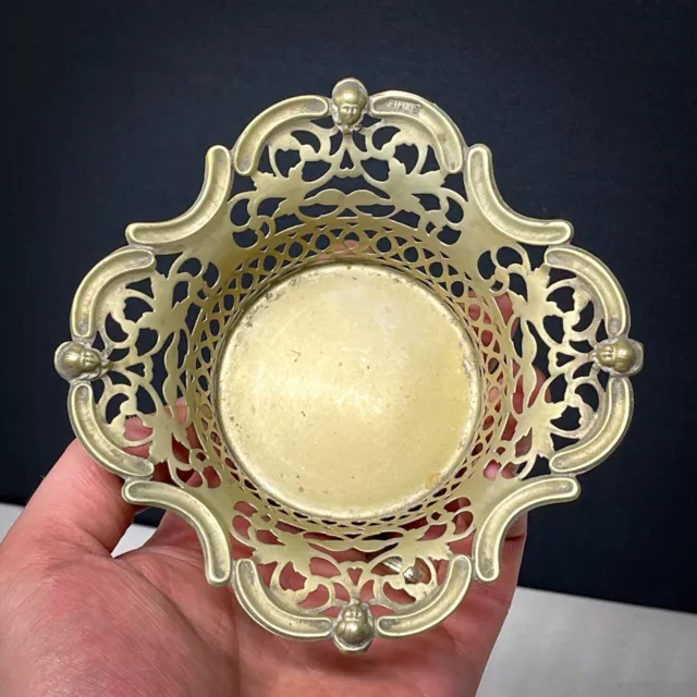 Antique Brass Bon Bon Sweet Bowl. Cherub Angel Cutwork Design