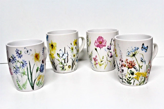 4er Set Kaffeetassen mit Frühlingsmotiven  400 ml , Schmetterling , Ostern,