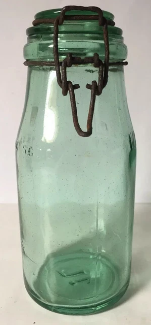ANCIEN BOCAL À conserve bouteille à conserve L'idéale verre vert