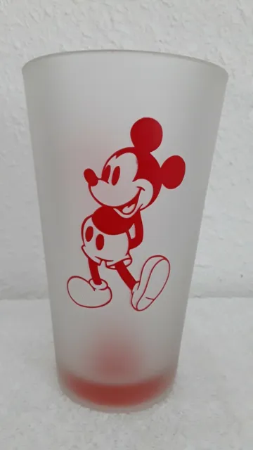 Walt Disney World Red Mickey Mouse Frosted Satin Glass Collectible Drinking Cup