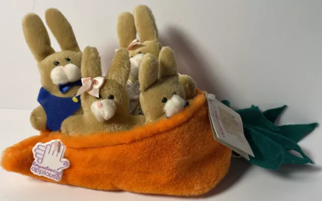 Vintage Applause Plush The Montgomery’s Bunny Family w/Carrot Touch of Spring 3