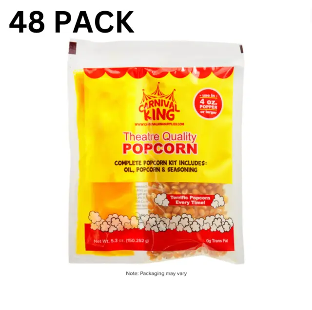 48/Case Carnival King All-In-One Popcorn Kit For 4 Oz. Popper Ready to Use Pop