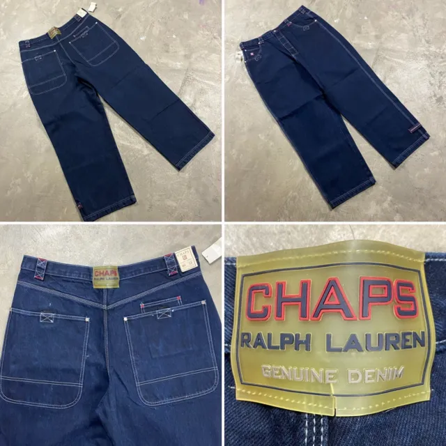 Vintage CHAPS RALPH LAUREN Y2K Wide Leg Jeans Men’s 40x32 31 Skater 90s 00s
