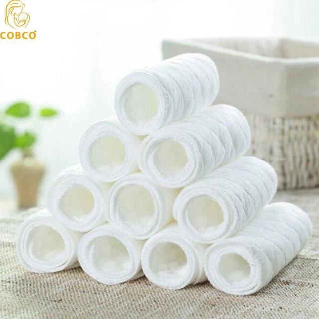 10Pcs 3 Layers Cloth Cotton Baby Inserts Nappy Liners Diapers Washable Infant
