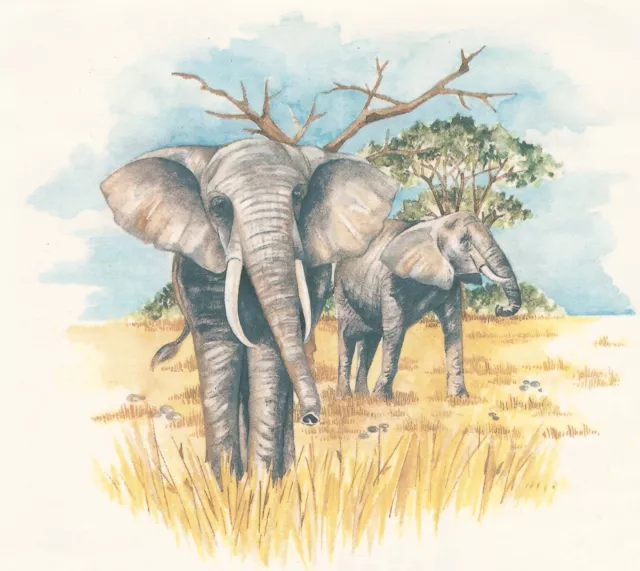 Calcomanía de cerámica tobogán acuático gris elefante africano 1 pieza 7" X 6""